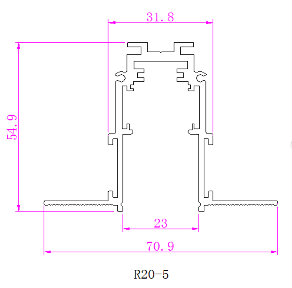 R20-5 Recessed Magnetic Track