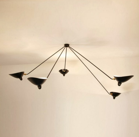 1950's Steel 5 Arm Ceiling Lamp