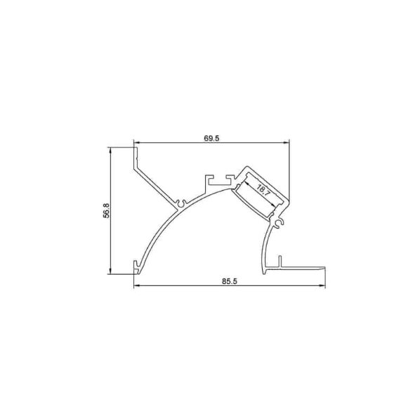 Lucretia 127 Wall Washer Extrusion Strip Profile