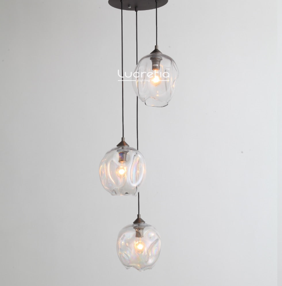 Scrunch Hand-Blown Glass Cluster 3 Pendant Light