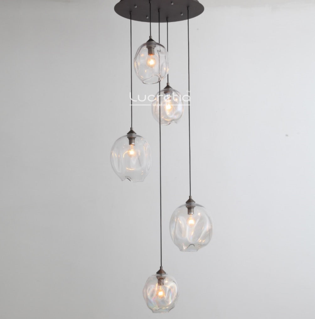 Scrunch Hand-Blown Glass Cluster 5 Pendant Light