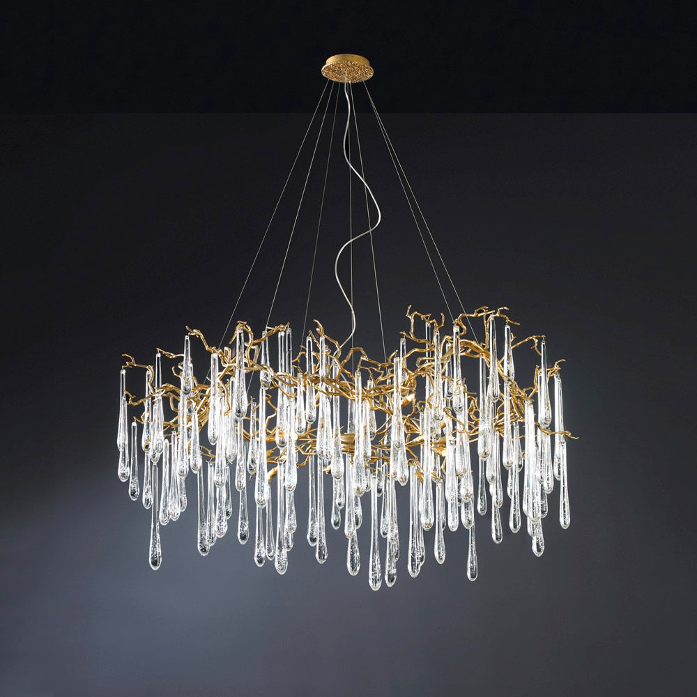 Water droplets Brass Oval Chandelier