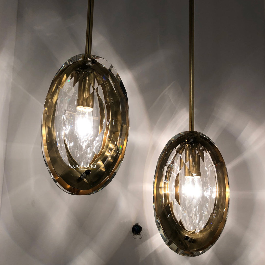 Lalique Brass Pendant light