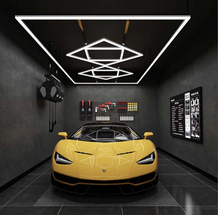 LumiBay Quad 2088 – Square LED Frame Lighting for Auto Detailing Studios