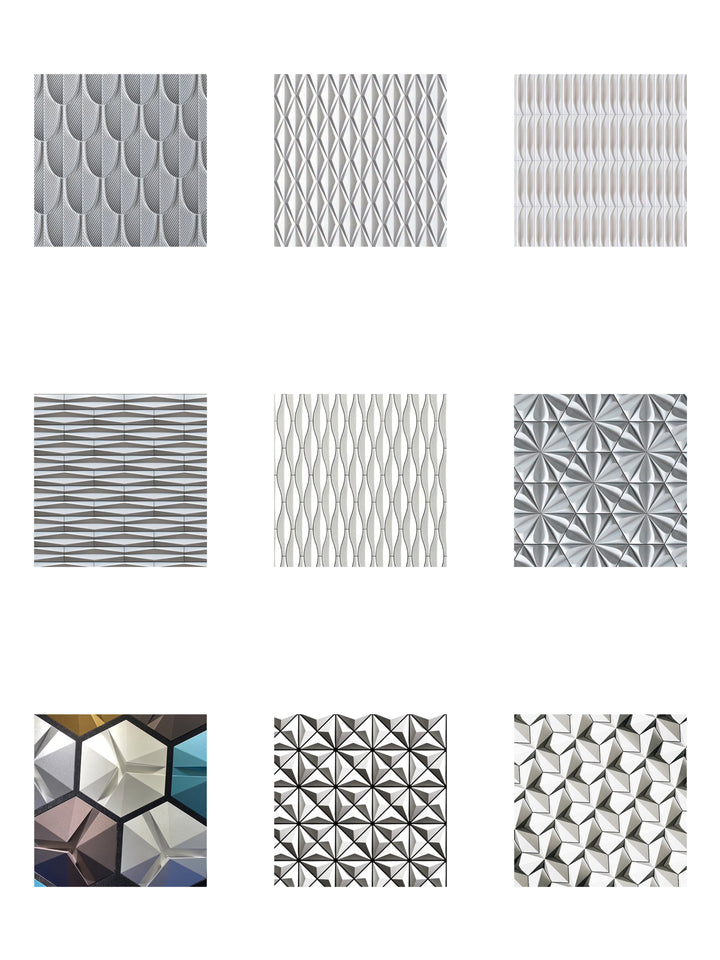 Collection of 3D cement tile patterns for decorative wall design