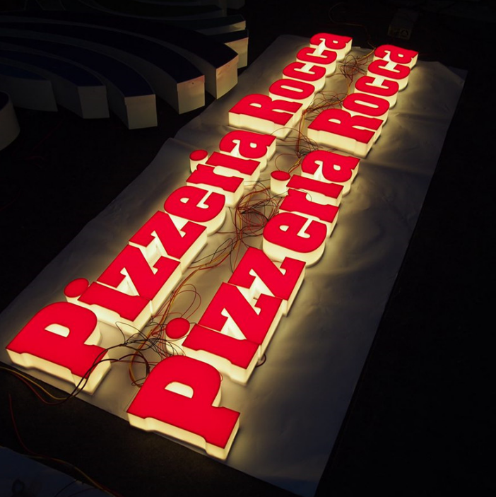 3D LED acrylic letter signs for restaurant signage with red illuminated lettering