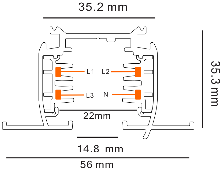 Euro 3 Circuits Track System Recessed Track