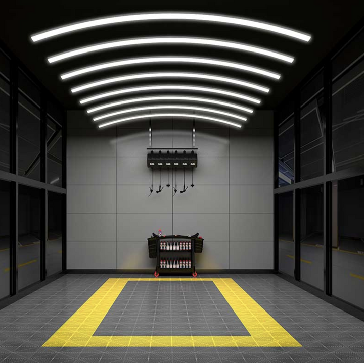 LumiBay Arc 3040 – Suspended LED Curve Light for Car Care & Display Bays