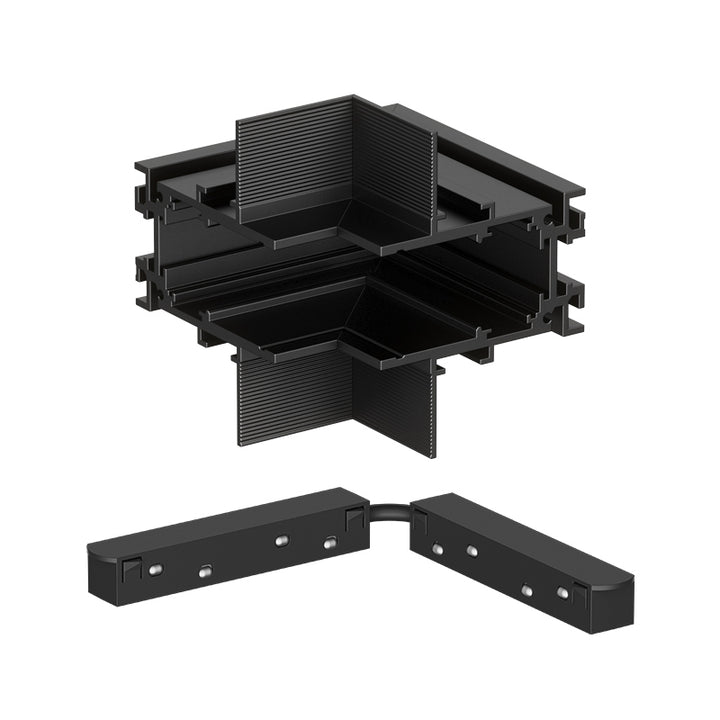 801 Pro recessed magnetic track ceiling to wall connector in black for DC48V power transmission
