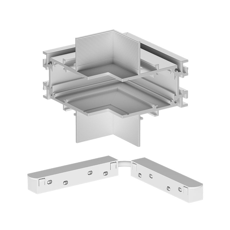 801 Pro recessed magnetic track ceiling to wall connector in white for DC48V power transmission
