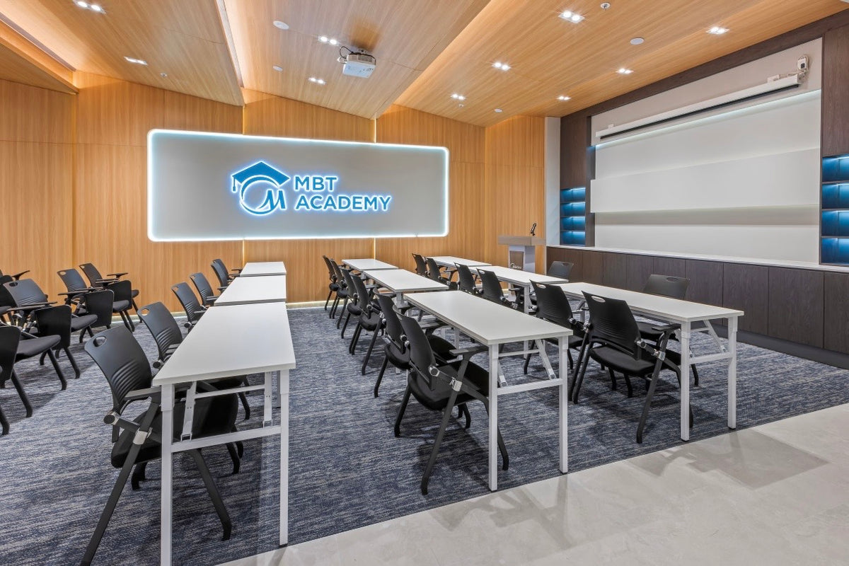 Midea academy training room with warm timber finishes