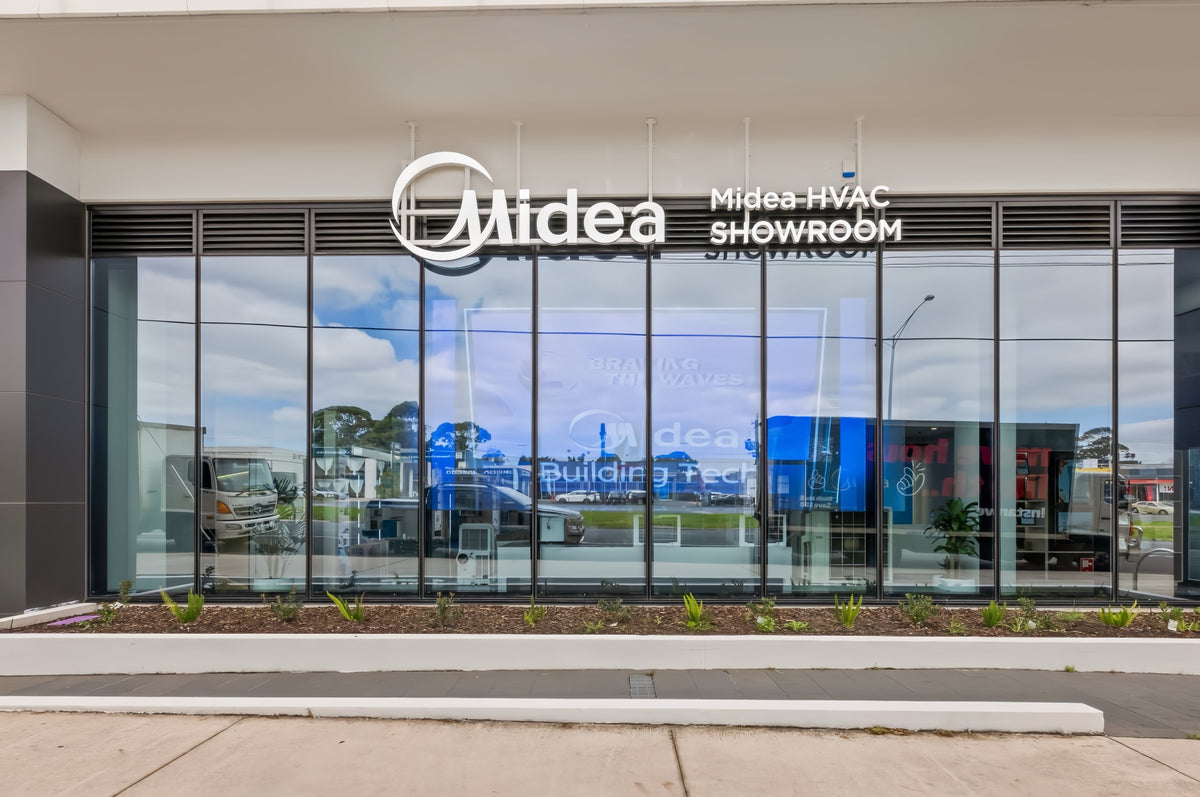 Midea Melbourne HVAC showroom facade by day