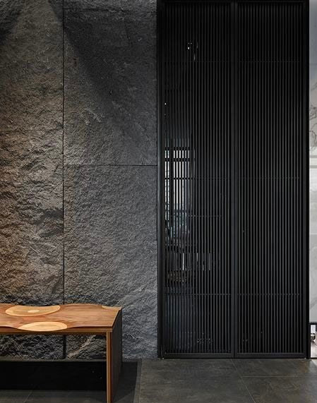 RockEdge stone-look wall cladding with strong textured finish, ideal for commercial interiors and contemporary architectural spaces