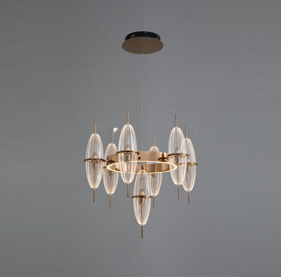 Selene 15in LED 3000K 120V Mini Pendant in Stainless Steel with Clear Optic Crystal