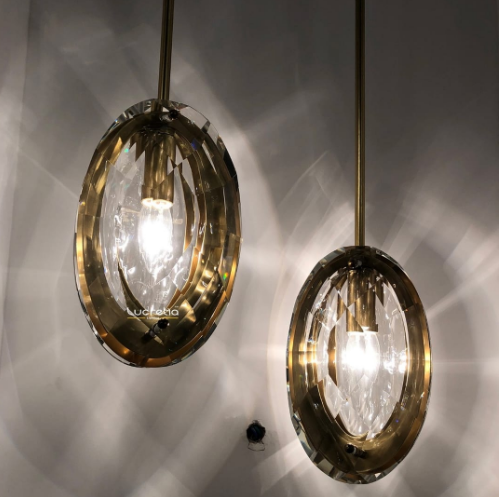 Lalique Brass Pendant light