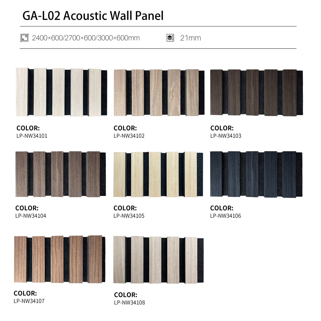 Acoustic slat wall panel colour and finish options for commercial projects
