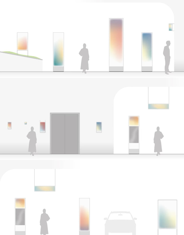 Acrylic gradient wayfinding signage system design for architectural and interior navigation applications