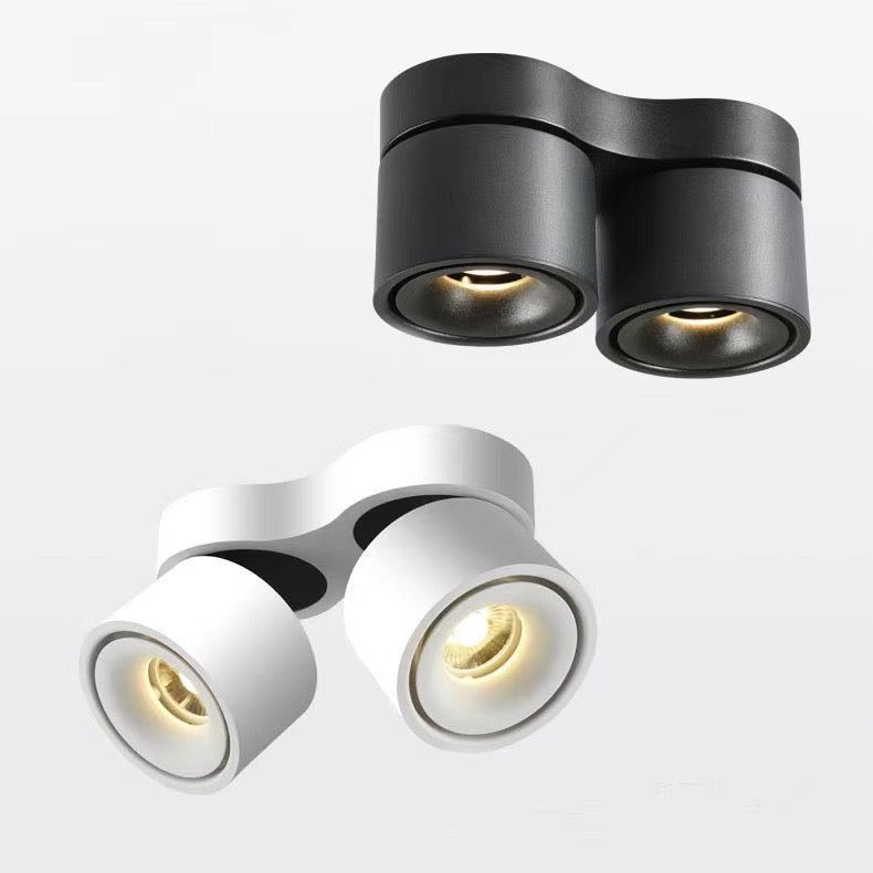 adjustable double surface mount led spotlight in black and white finish for galleries and display lighting – double td10