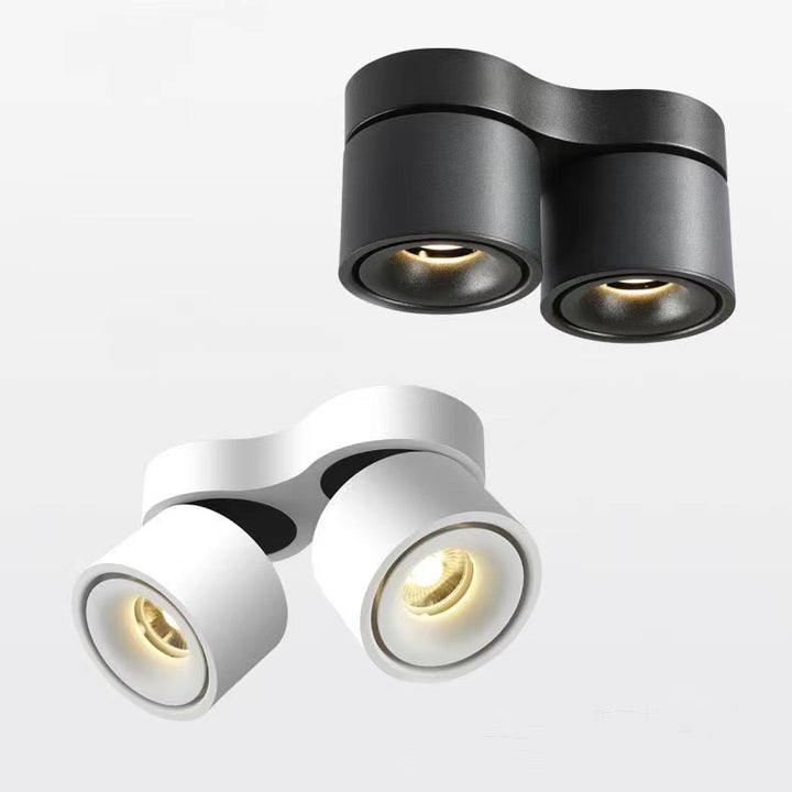 adjustable double surface mount led spotlight in black and white finish for galleries and display lighting – double td10