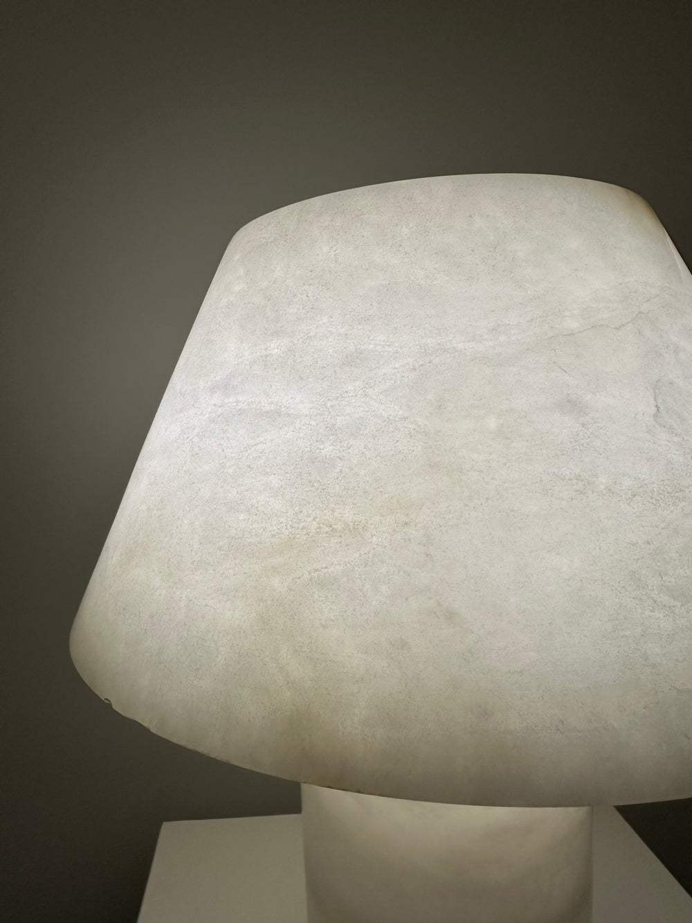 Minimalist alabaster stone table lamp with soft diffused light, perfect for bedroom, study desk and modern interior lighting.