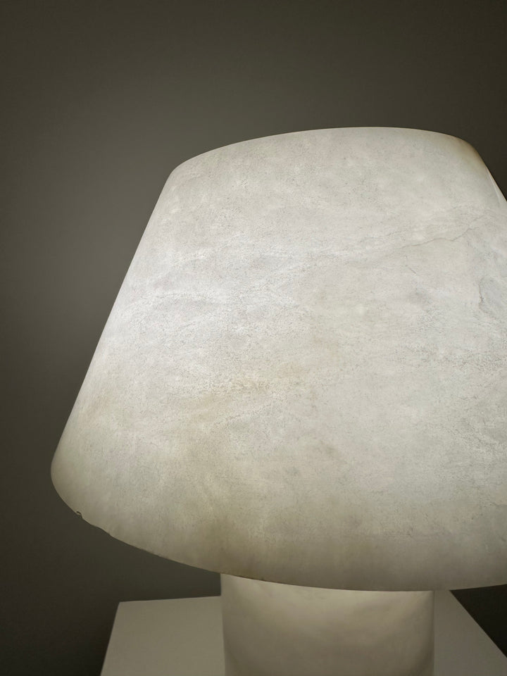 Minimalist alabaster stone table lamp with soft diffused light, perfect for bedroom, study desk and modern interior lighting.