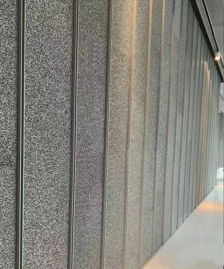 Aluminium foam architectural panels with textured metallic surface for design applications