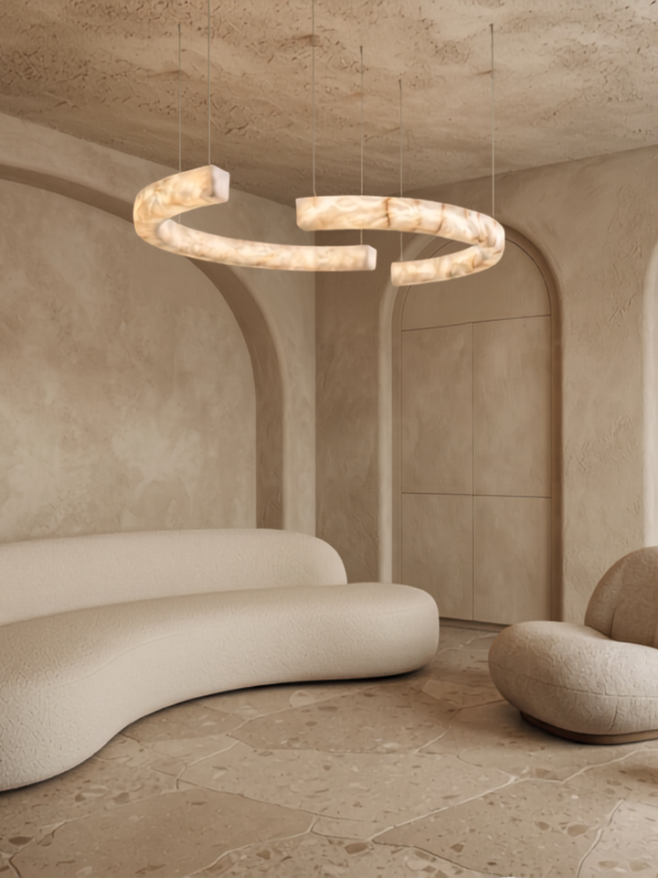 Architectural Spanish Alabaster Pendant Light designed for bespoke residential and commercial interior projects.