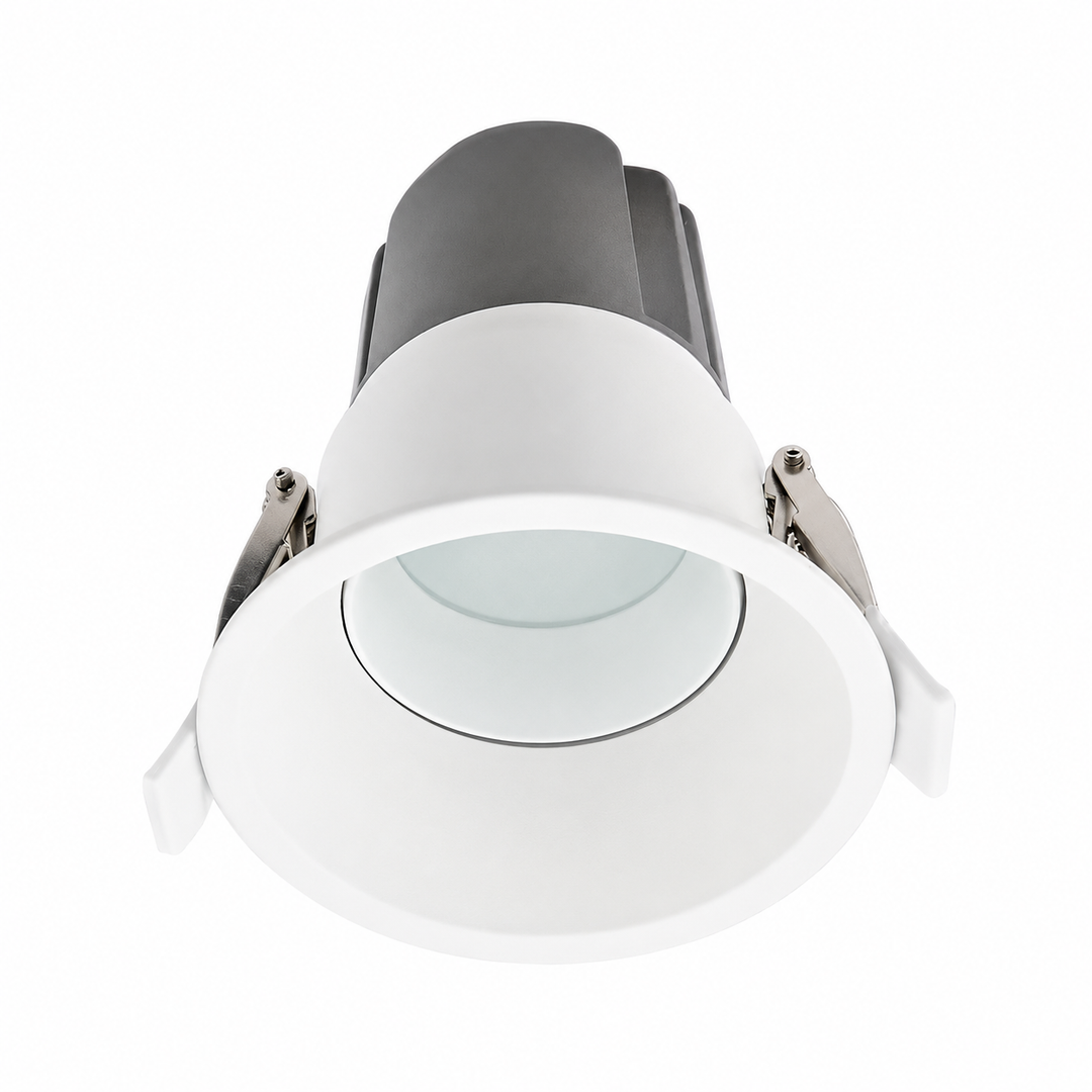 Athena EVO 90mm high CRI LED gimbal downlight with deep anti-glare optics for premium architectural lighting.
