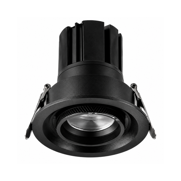 BEAM 75 adjustable beam architectural downlight featuring precision adjustable optics in matte black finish.