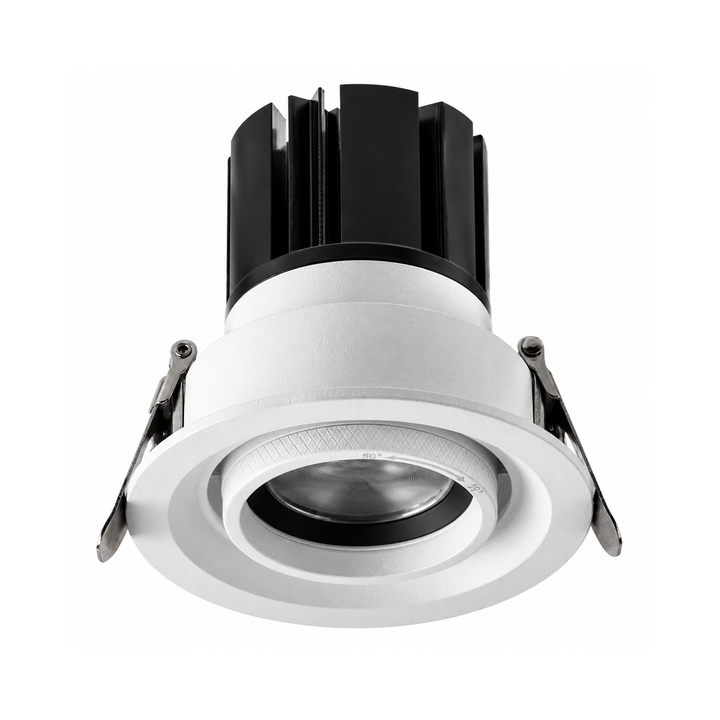 BEAM 75 adjustable beam architectural downlight with 10°–50° adjustable beam angle in matte white finish.