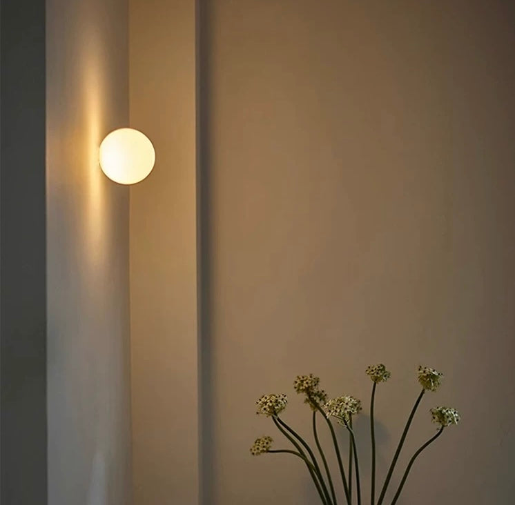 Bebe 12V Ball Wall Lamp hallway wall sconce round opal globe lighting for contemporary homes