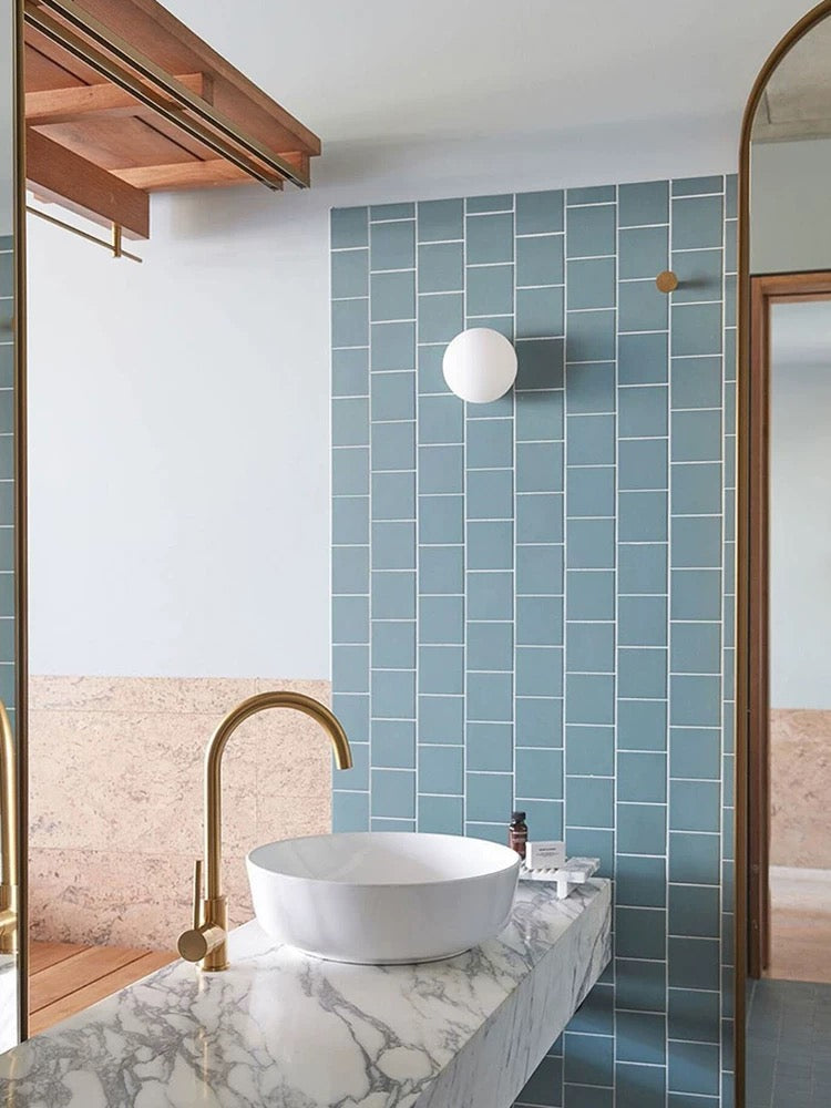 Bebe G9 opal glass ball wall light round LED sconce for modern bathroom interiors