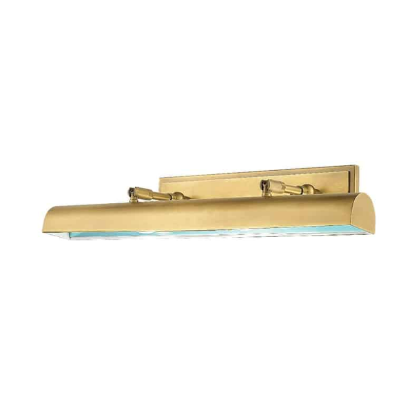adjustable brass vanity wall light shown in side view providing clear focused illumination perfect for bathroom mirrors dressing spaces and modern interior wall lighting