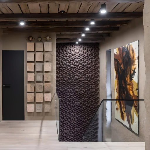 Cascade foam ceramic 3D feature wall in a commercial interior space