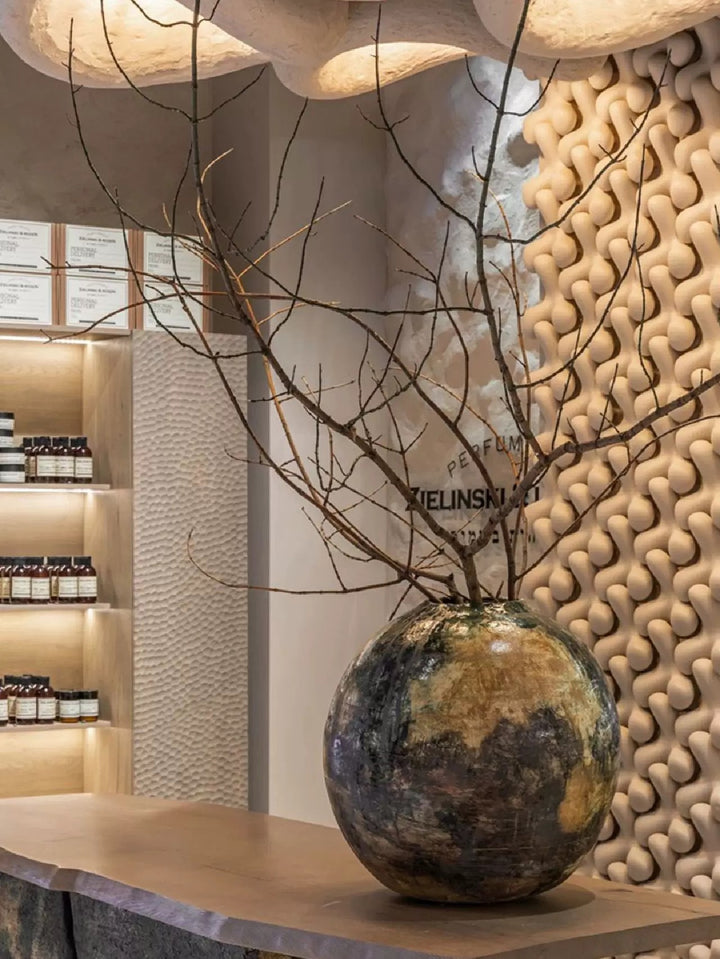 Artistic interior wall installation using Cascade foam ceramic blocks