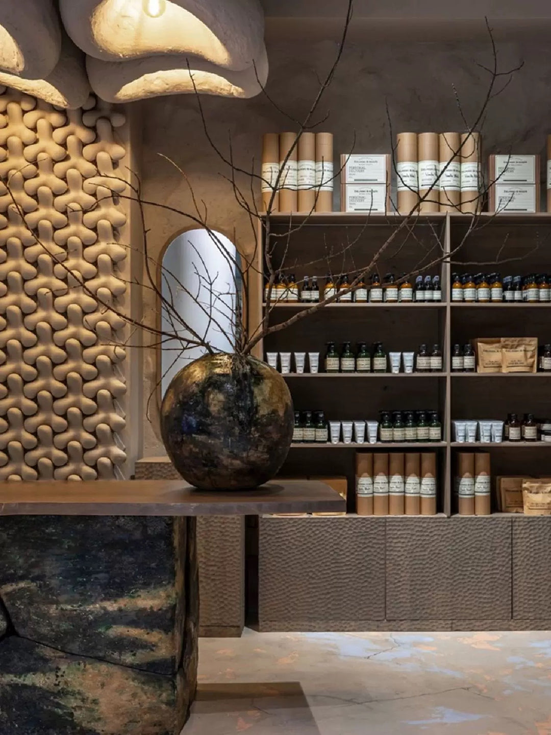 Cascade foam ceramic wall blocks used in a retail interior design project