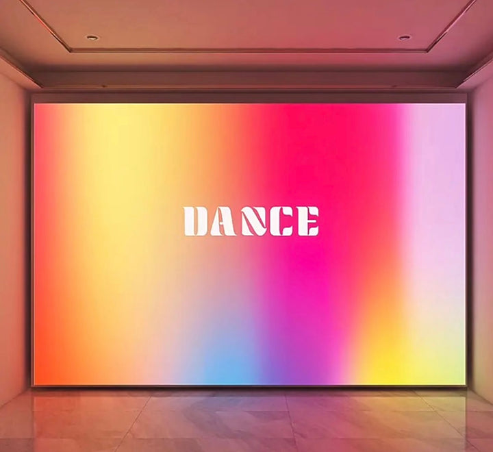 RGB light panel creating an immersive colour-changing display wall for events and retail spaces.