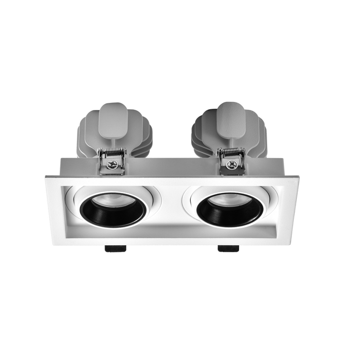 Commercial dual-head grid LED downlight designed for low ceiling retail and commercial projects