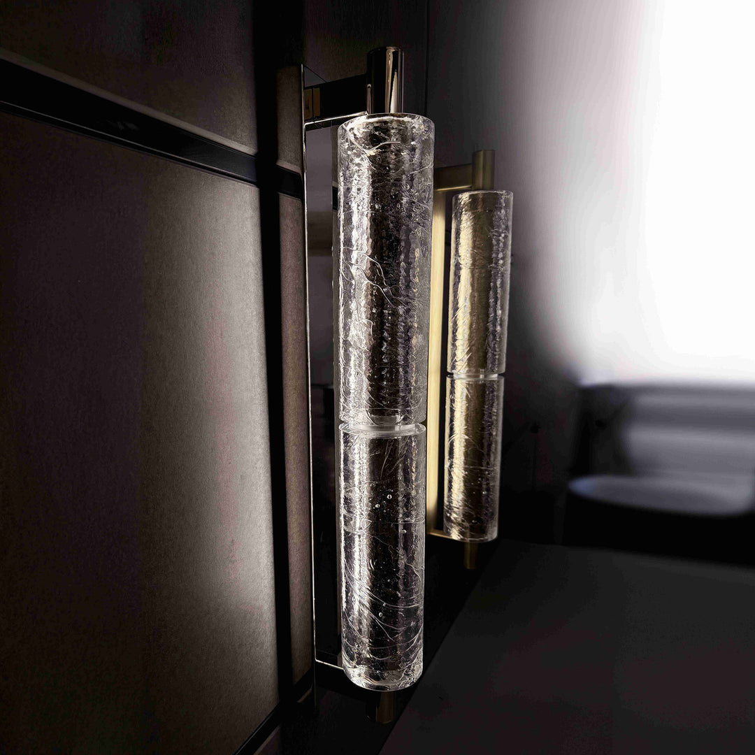 Crystal cylinder LED wall lamp from the Arctic series offering contemporary home lighting for living rooms and hallways