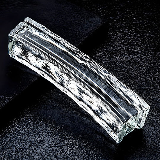 Curved crystal glass brick with sculptural texture for high-end interior feature walls