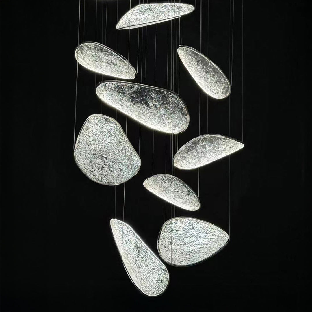 Custom cluster modern chandelier with illuminated acrylic elements