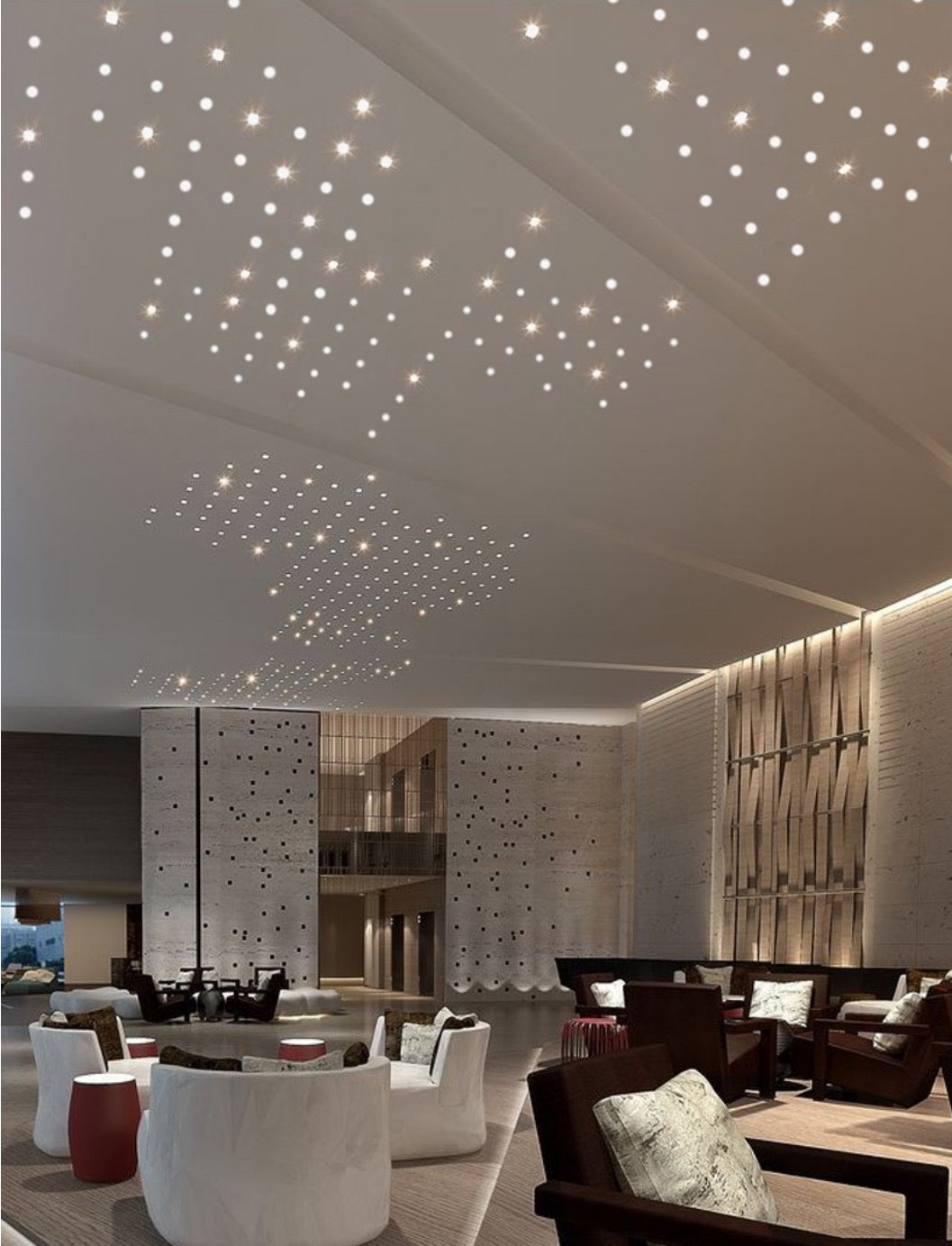Decorative ceiling lighting used in commercial interior design