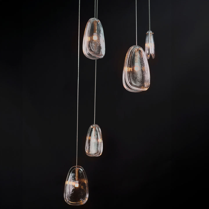 Hand-blown glass void chandelier for double-height interior space