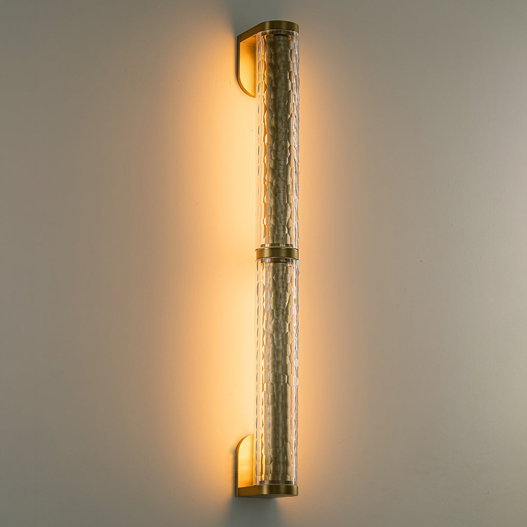 Double wall light with crystal glass creating warm feature wall lighting