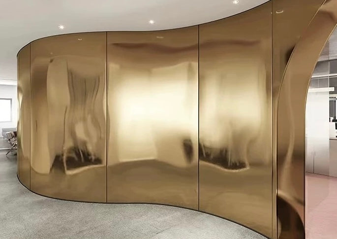 EcoChar lightweight wall panels with metal finish used inside an elevator interior.