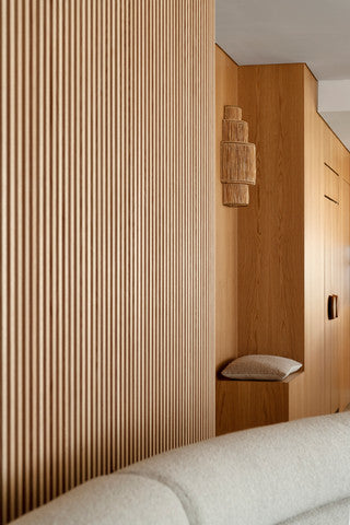 EcoSpin timber louver wall panels showcasing multiple design variations for interior wall applications