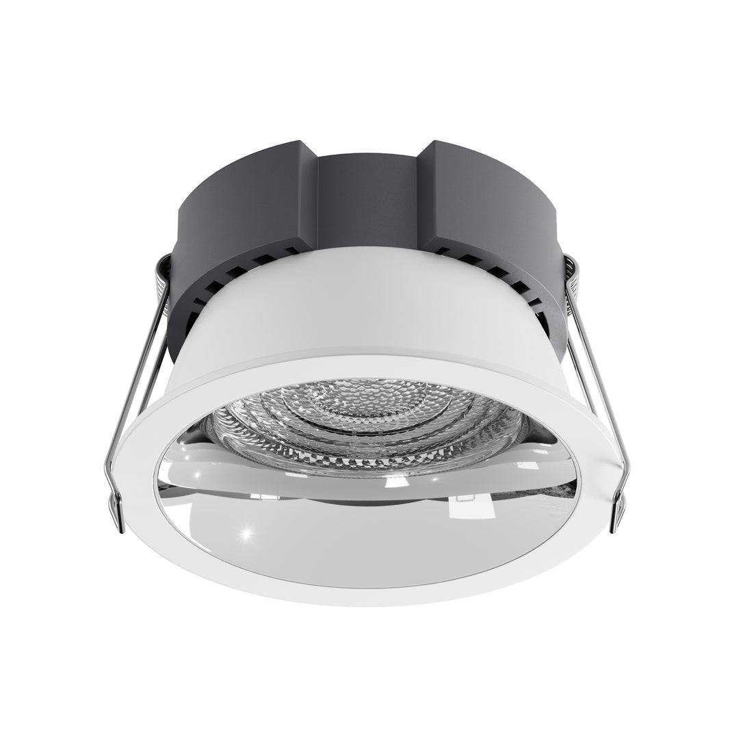 Essential Series architectural LED downlight with a chrome reflector, delivering high-performance general lighting with uniform illumination and excellent visual comfort.