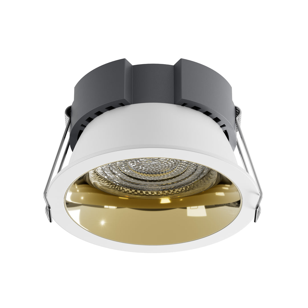 Essential Series architectural LED downlight with a gold reflector, combining premium aesthetics with comfortable general architectural lighting.