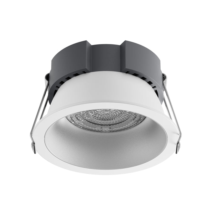 Essential Series architectural LED downlight with a matte silver reflector, providing comfortable general lighting and uniform illumination for residential, hospitality and commercial interiors.