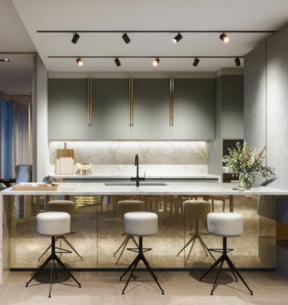 Euro 3 circuit track system L connector used for clean corner transitions in commercial lighting installation